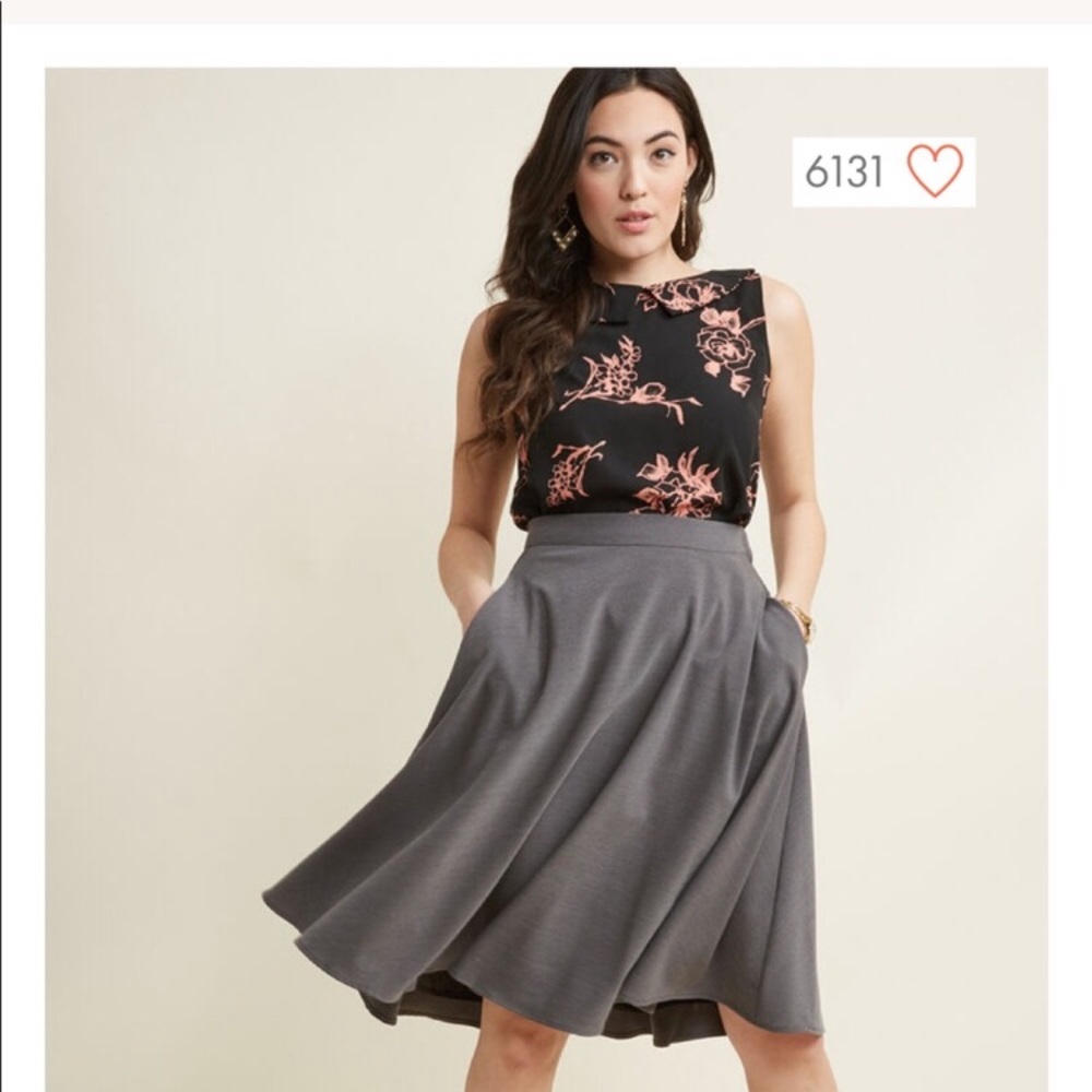Modcloth Gray Midi Skirt